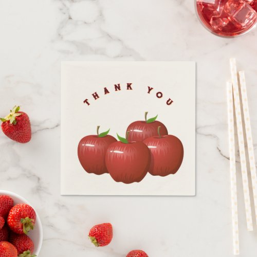Four Apple Thank You Cocktail Tissues Table Touch  Napkins