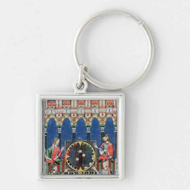 Four Arabic Backgammon Players Keychain (Front)