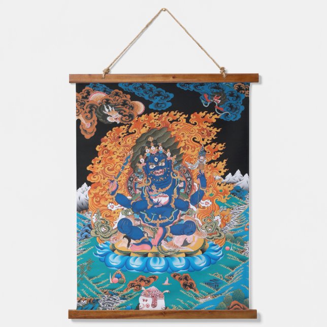Four-Armed Mahakala Buddhist Thangka Hanging Tapestry (Front)