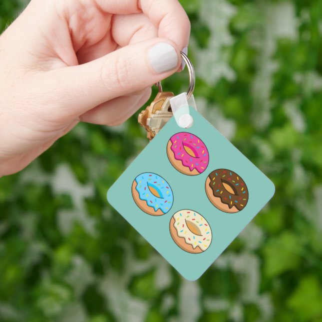 Four Assorted Donuts Pattern Keychain (Hand)