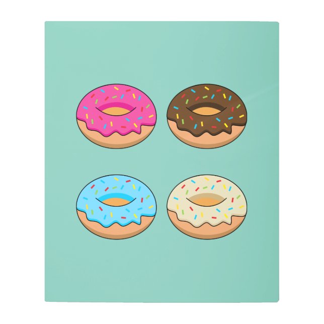 Four Assorted Donuts Pattern Metal Print (Front)