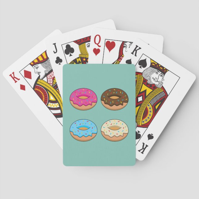 Four Assorted Donuts Pattern Poker Cards (Back)