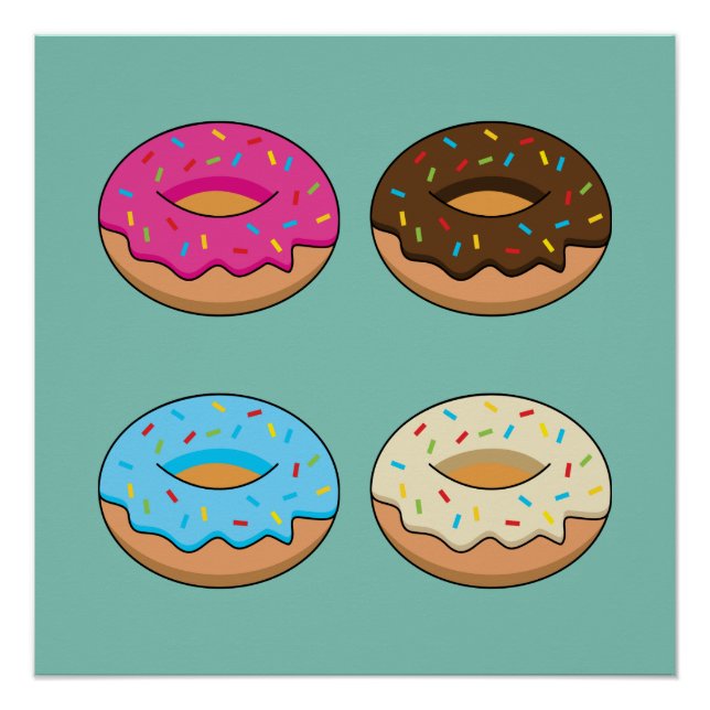 Four Assorted Donuts Pattern Poster (Front)