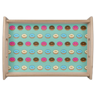 Four Assorted Donuts Pattern Serving Tray