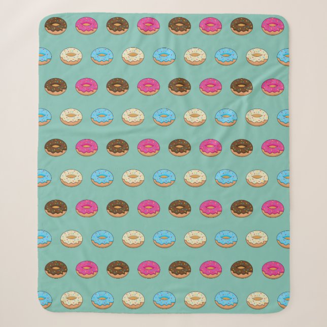 Four Assorted Donuts Pattern Sherpa Blanket (Front)
