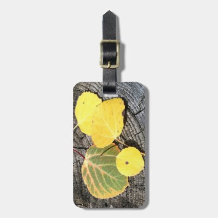 Four Autumn Colored Quaking Aspen Leaves Photo Luggage Tag