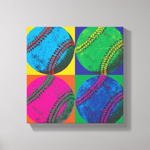 Four Baseballs in Different Colors Canvas Print