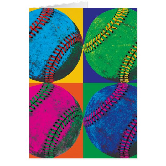 Four Baseballs in Different Colors Cards (Front)