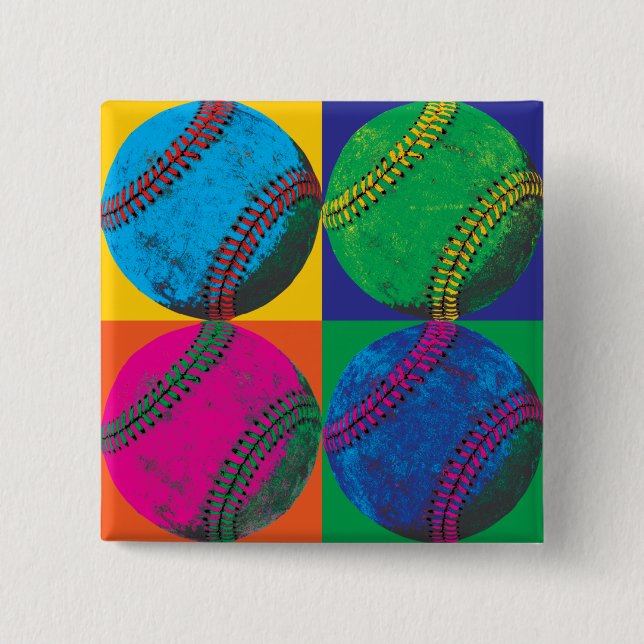Four Baseballs in Different Colors Pinback Button (Front)