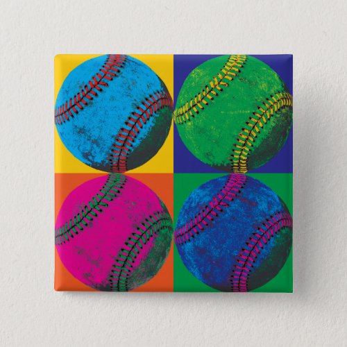 Four Baseballs in Different Colors Pinback Button