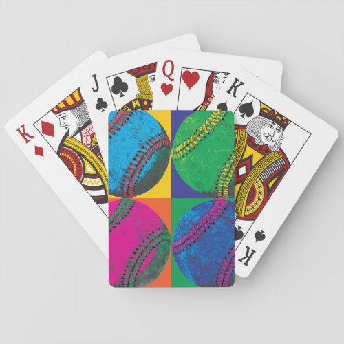 Four Baseballs in Different Colors Poker Cards