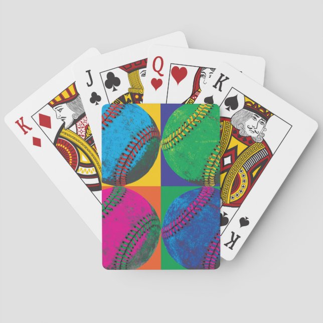 Four Baseballs in Different Colors Poker Cards (Back)
