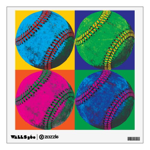 Four Baseballs in Different Colors Wall Decal