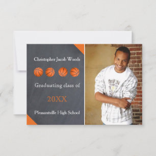 Four Basketball Chalkboard- 3x5 Grad Announcement