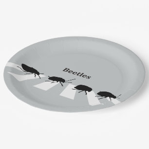 Four beetles walking across a crosswalk in London… Paper Plates