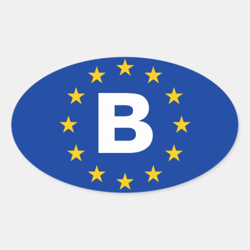 FOUR Belgium B European Union Flag Oval Sticker