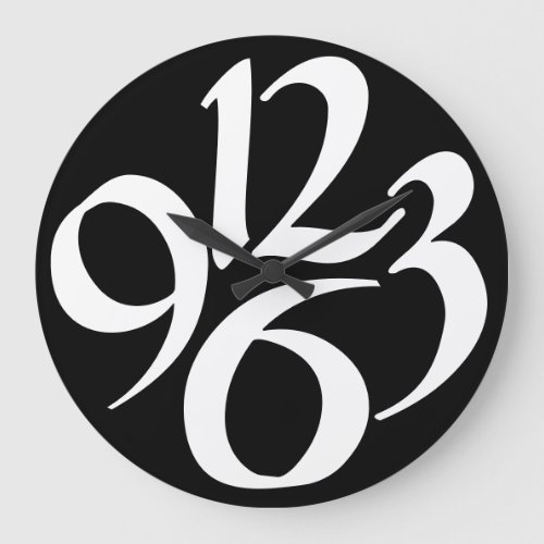 Four big white numbers on black large clock