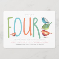 Four Birdie Fourth Birthday Party Invitation