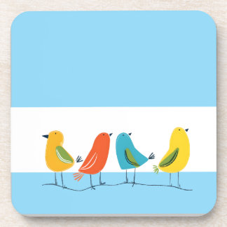 Four Birds Perched on a Twig Beverage Coaster