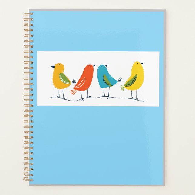 Four Birds Perched on a Twig Notebook (Front)