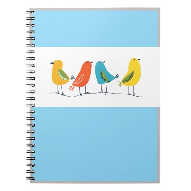 Four Birds Perched on a Twig Notebook (Front)
