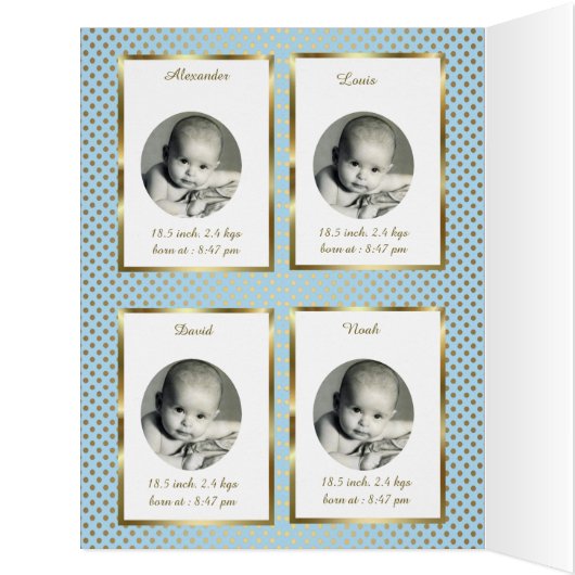Four birth BOYS announcement card, photo,souvenir (Inside (Left))