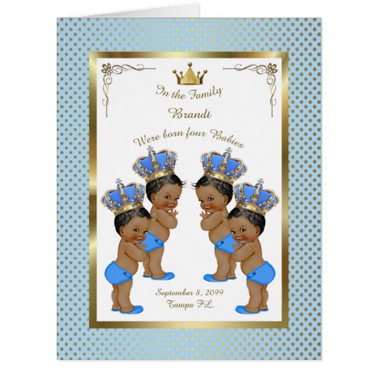Four birth BOYS announcement card, photo,souvenir (Front)