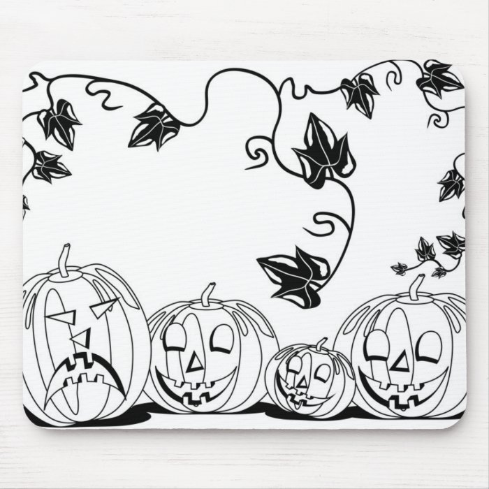 Four Black and White Pumpkins Mousemat