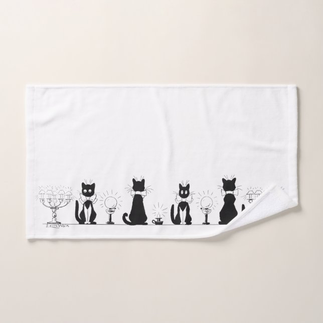 Four Black Cats, Louis Wain Hand Towel (Hand Towel)