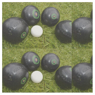 Four Black Lawn Bowls And Jack, Fabric