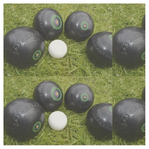 Four Black Lawn Bowls And Jack, Fabric