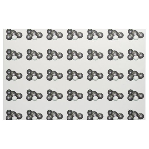 Four Black Lawn Bowls And Jack Pattern, Fabric