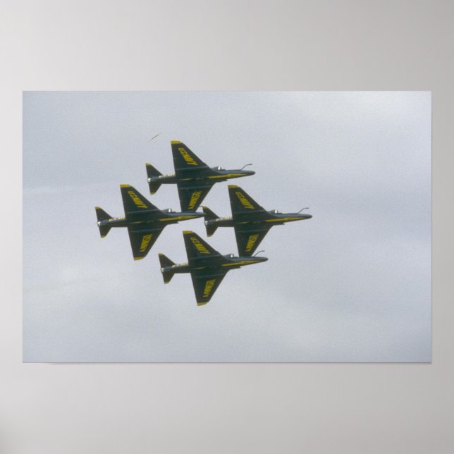 Four Blue Angel A-4s In Diamond Poster (Front)