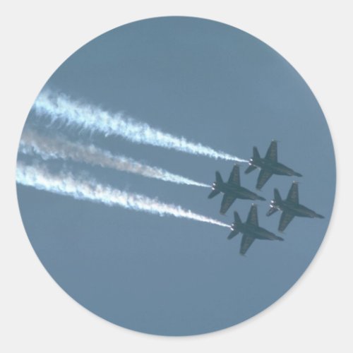 Four Blue Angels In Diamond Formation Classic Round Sticker