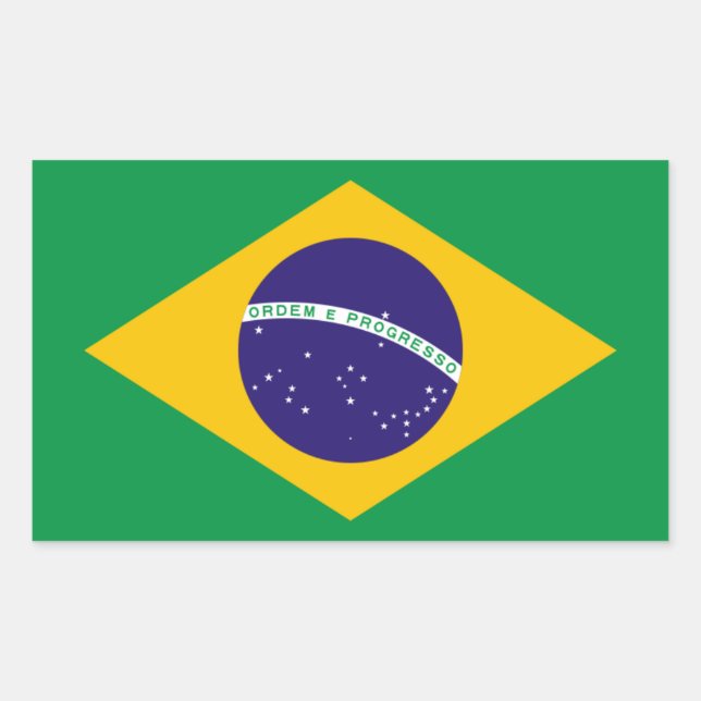 FOUR Brazil National Flag Rectangular Sticker (Front)