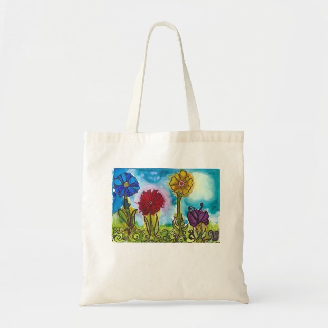 Four Bright Flowers Garden Tote (Front)