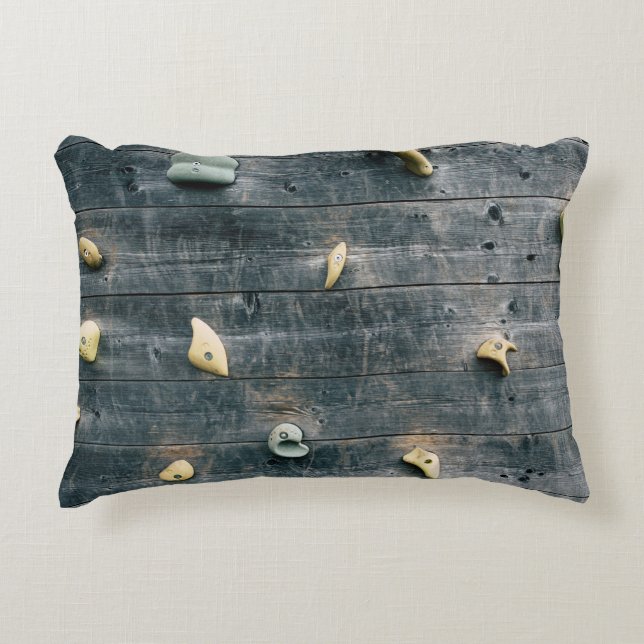Four brown wooden wall decors accent pillow (Front)