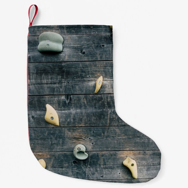 Four brown wooden wall decors small christmas stocking (Front)