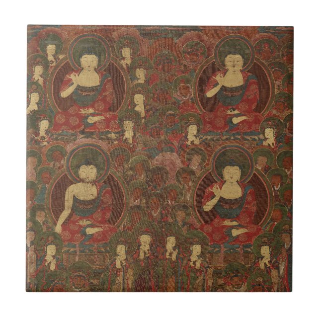 Four Buddhas in Pure Land Buddhism Ceramic Tile (Front)