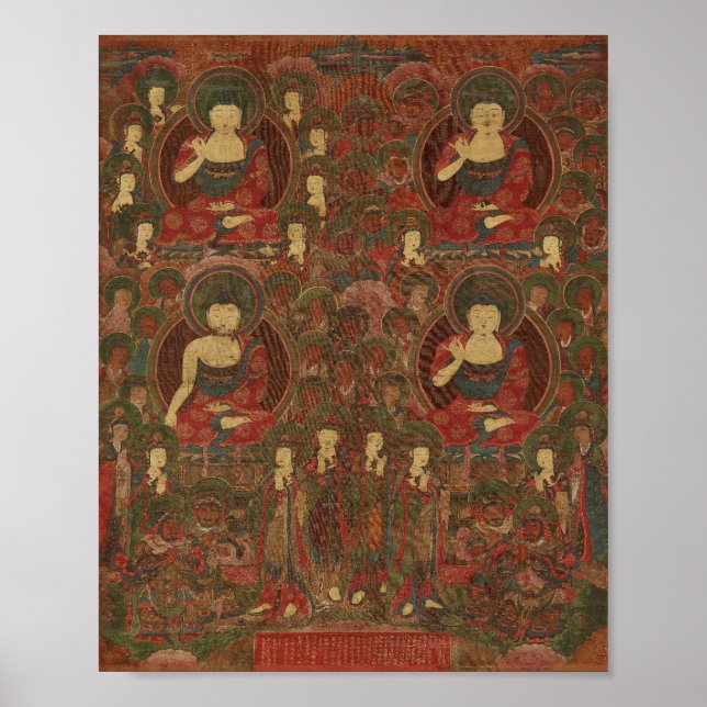 Four Buddhas in Pure Land Buddhism Poster (Front)