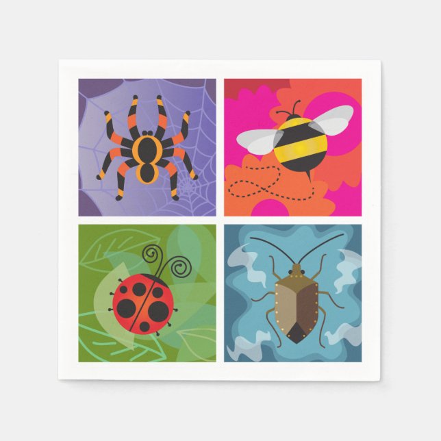 Four Bugs Paper Napkins (Front)