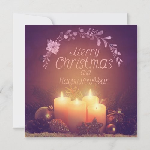 Four burning Advent candles and decoration Card