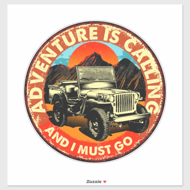 Four By Four All Wheel Drive Adventure is Calling Sticker (Sheet)