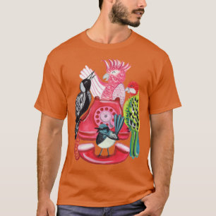 Four Calling Birds 12 Days of Christmas Pink T-Shirt
