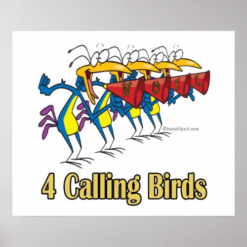 four calling birds 4th fourth day of christmas poster