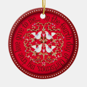 Four calling birds ceramic ornament