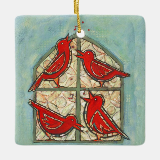 Four Calling Birds Christmas ornament (Front)