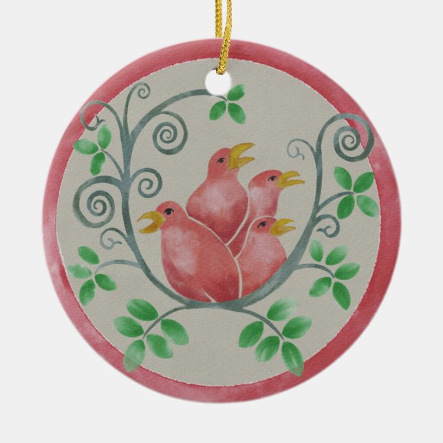 Four Calling Birds Christmas Ornament (Front)