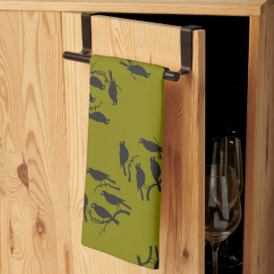 Four Calling Birds Cut-Out Stencil-Style 2 Kitchen Towel