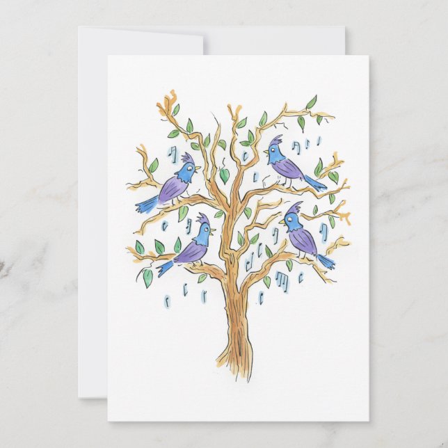 Four Calling Birds Invitation (Front)